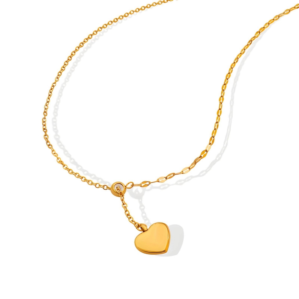 18k Gold Plated Stainless Steel Hearts Necklace - NWT